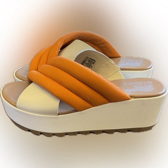 Sorel Cameron Puff Leather Wedge Slide Sandals Womens Size 7 - Picture 5 of 8